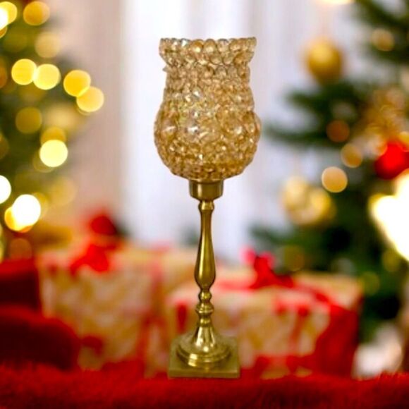 Homegoods Two Gold Crystal Metal Tealight Candleholders Centerpieces Decor - Picture 4 of 5